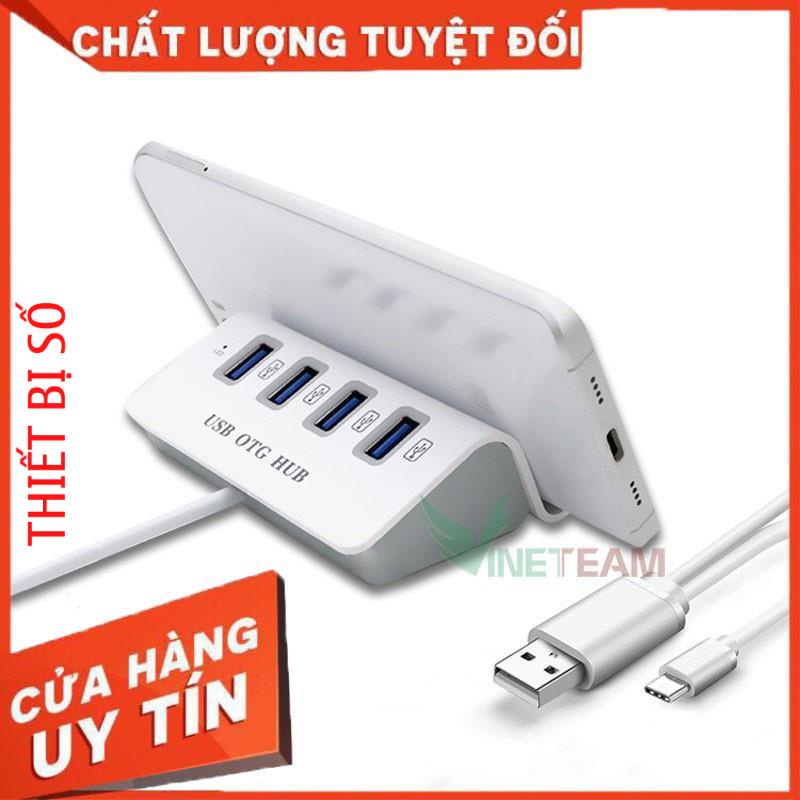 Bộ Chia 4 Cổng USB OTG HUB Chuẩn Type-c Kiêm Giá Đỡ -dc3394