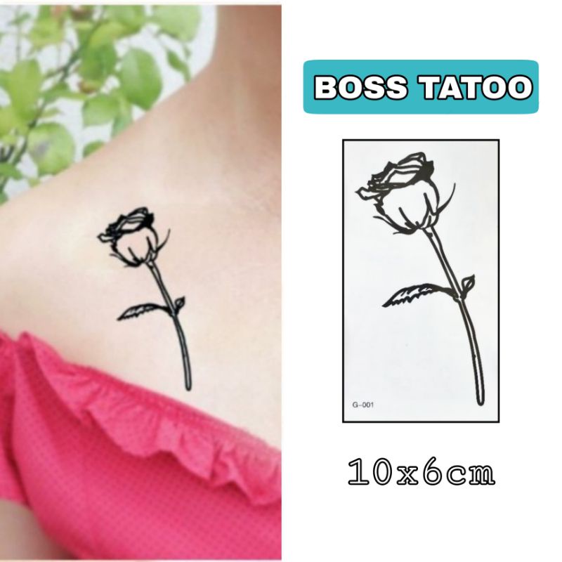 Hình xăm hoa hồng g01. Xăm dán tatoo tạm thời size &lt; 10x6cm