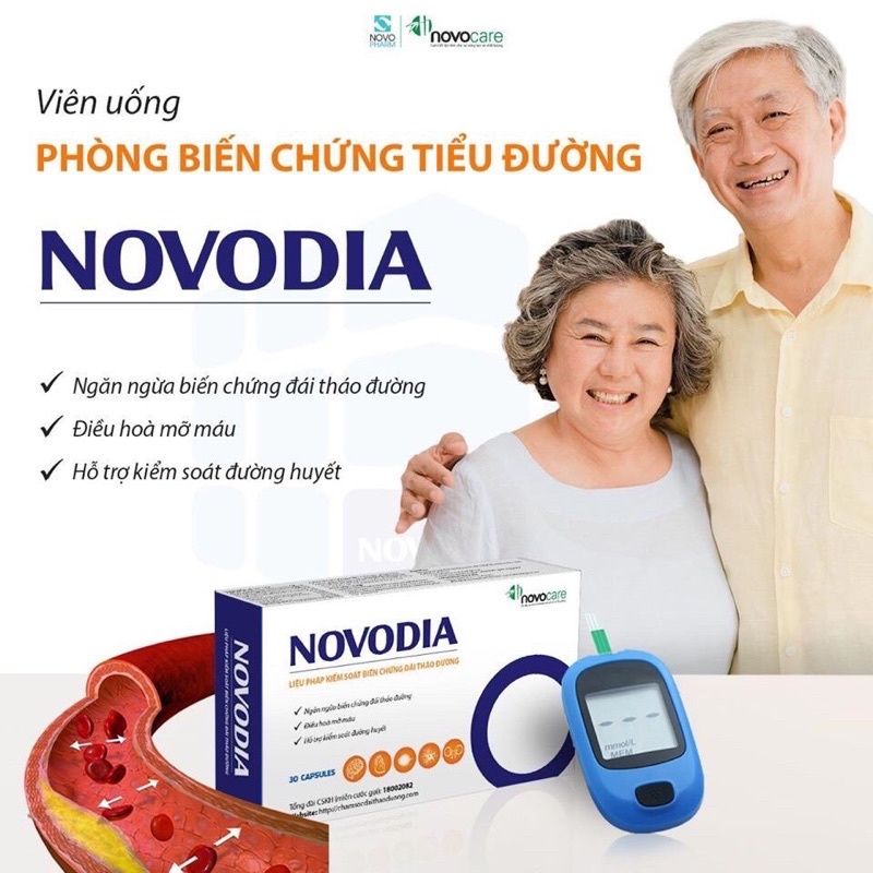 NOVODIA ngăn ngừa biến chứng tiểu đường, điều hòa mỡ máu hộp 30 viên