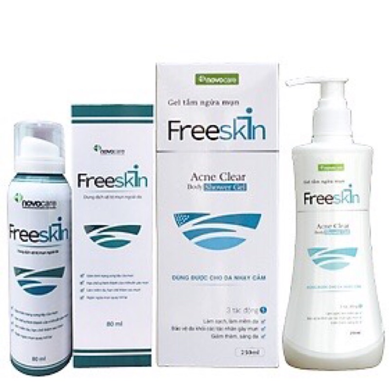 Dung Dịch Xịt Mụn Freeskin / Gel Tắm Ngừa Mụn  Freeskin Acne Clear Giảm Thâm, Làm Sáng, Ngừa Mụn