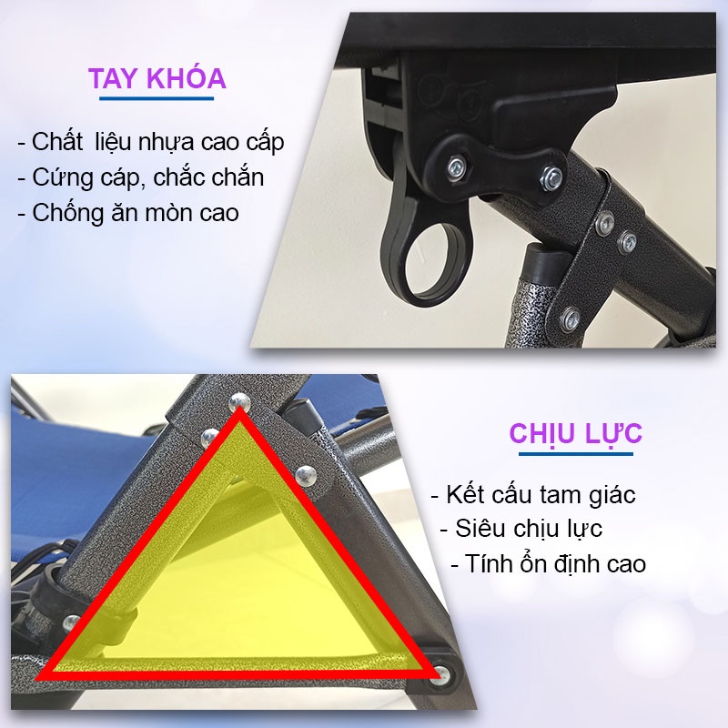 Ghế Xếp Thư Giãn NIKITA NKT139 Khung thép sơn tĩnh điện, vải lưới thoáng mát siêu bền