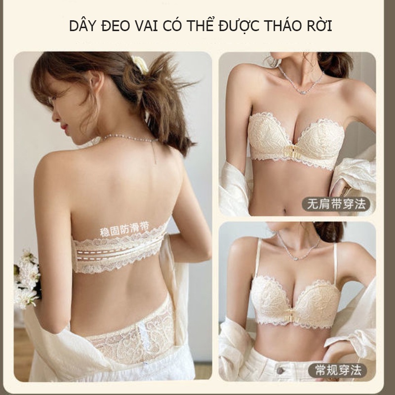 Áo ngực hai nút phía trước Áo ngực ren gợi cảm Dây đai có thể tháo rời | BigBuy360 - bigbuy360.vn