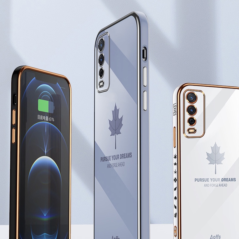 Ốp điện thoại Koosuk mềm mạ điện hình chiếc lá xinh xắn cho VIVO V2026 V2025 V2029 V2027 V2043 V2033 V2032