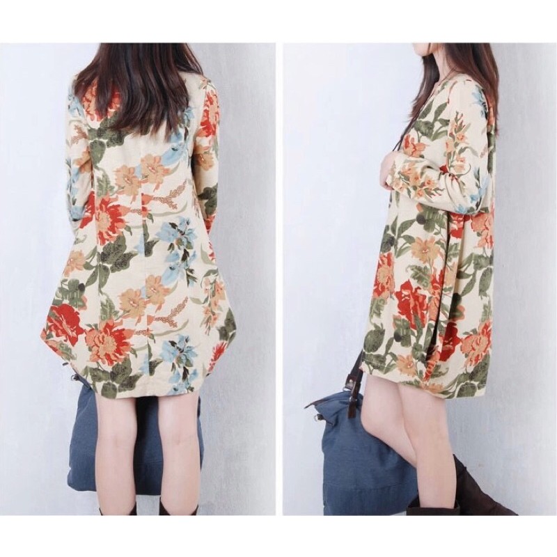 Đầm Midi Linen Cotton Hoa Nhiều Mẫu Size M/L (48-62kg) - Hàng Nhập Quảng Châu - Lucky Girl shop