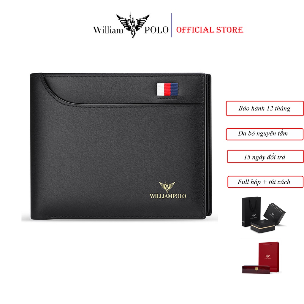 Ví Da Nam Cao Cấp Bóp Nam Da Bò Thật Chính Hãng Williampolo - POLO181342