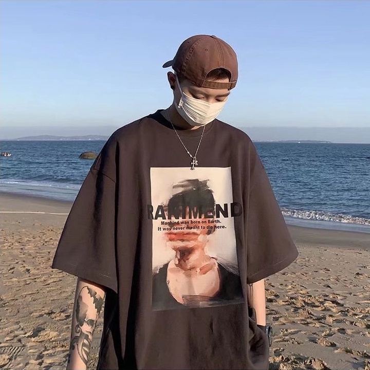 Áo Thun Trơn Tay Ngắn Dáng Rộng In Chữ Đơn Giản Thời Trang Hàn Quốc Trẻ Trung