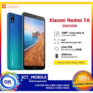  Điện thoại Xiaomi Redmi 7A 2GB/32GB - Pin 4000 mAh & Bảo hành 18 tháng - Hàng Chính Hãng