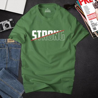 Áo phông nam cổ tròn Depstyle PT101 in chữ STRONG, vải thun cotton 4 chiều mịn mát