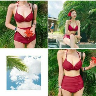 Bikini 2 mảnh cam đất, xanh rêu, đỏ đô