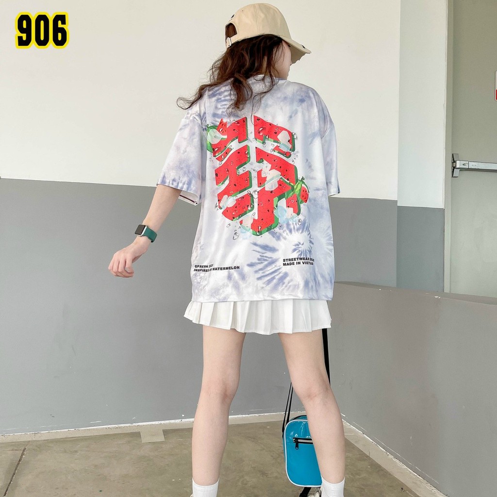 Áo thun tay ngắn unisex, áo phông tay lỡ nam nữ, thun lạnh màu loang, 100% cotton, free size 40-75kg - yumi47store-906 | BigBuy360 - bigbuy360.vn