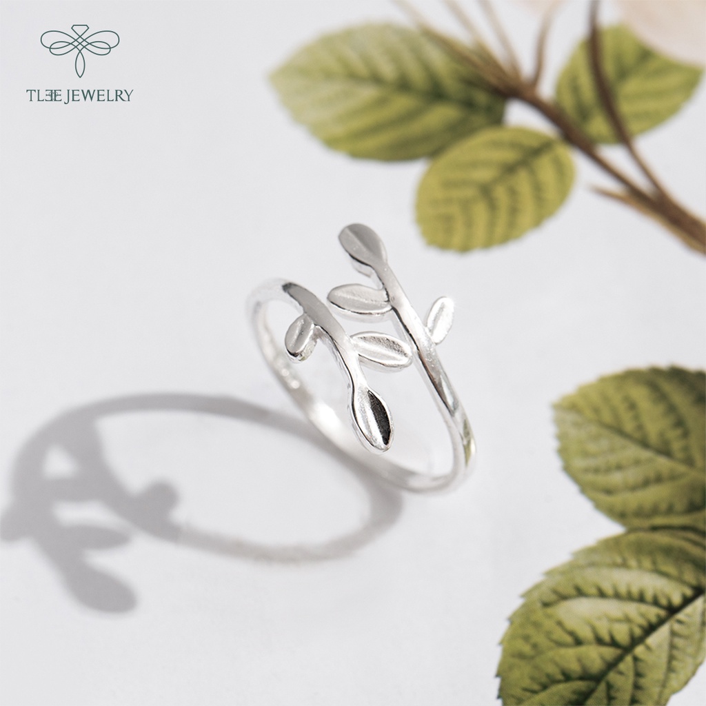 Nhẫn bạc nữ TLEE hình lá kiểu dáng hở basic thanh lịch NCJ A0210