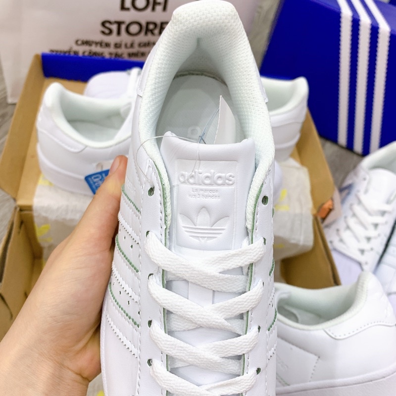 (Video cận cảnh) Giày thể thao sneakers super star sọc trắng, Giầy thể thao trắng full