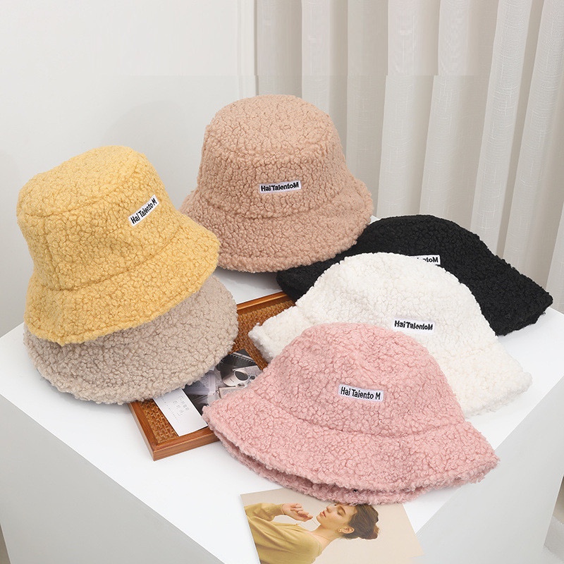 Nón tai bèo/Mũ bucket vải len giả sợi lông cừu Unisex hot hit thời trang thu đông sang chảnh