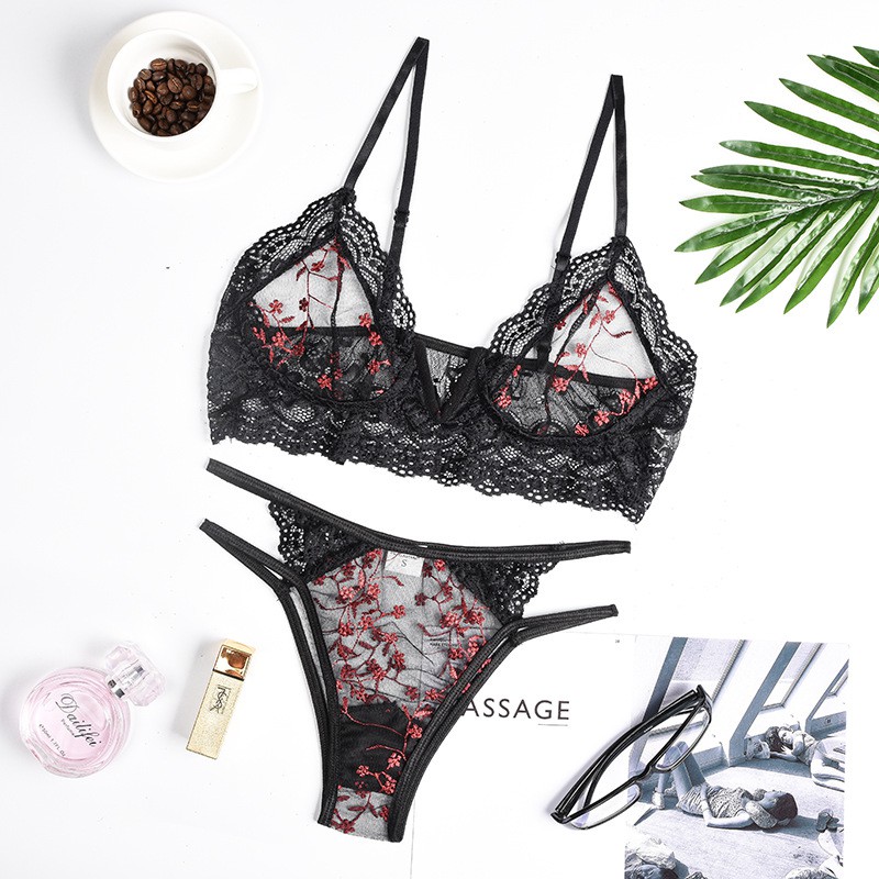 Đồ lót 2 mảnh sexy 💝 Free ship 💝 hoa thêu có gọng ngực quyến rũ | BigBuy360 - bigbuy360.vn