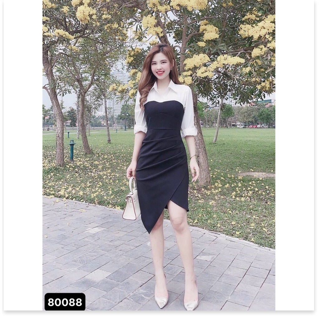 Đầm poly 2 da phối voan dành cho các nàng cực xinh , tôn dáng KME FASHION