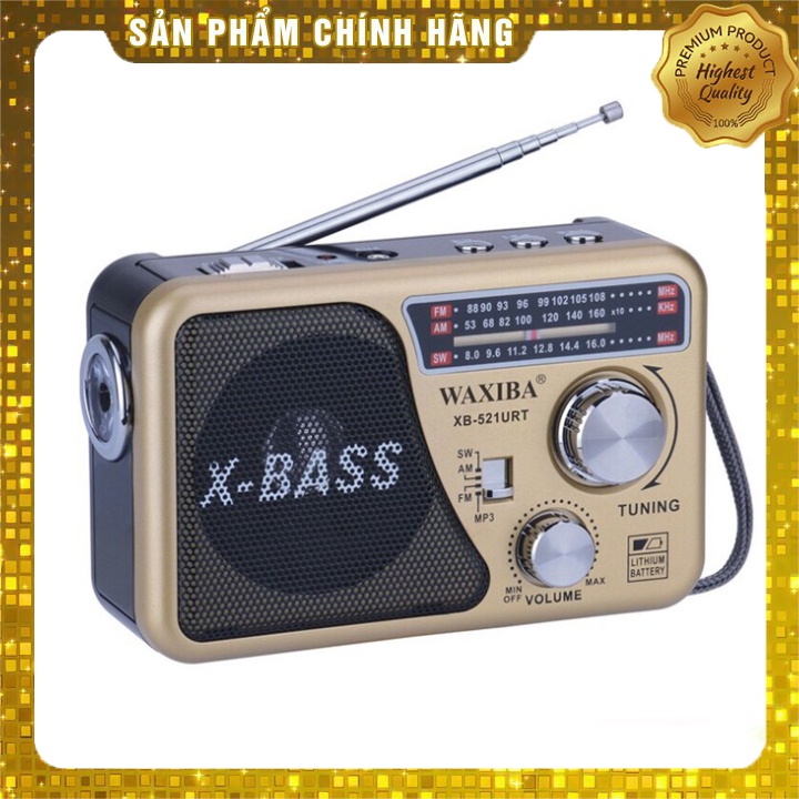 Máy nghe nhạc kiêm đài Radio FM Waxiba XB-521URT- Đài FM 521 có hỗ trợ thẻ nhớ TF và USB có đèn pin