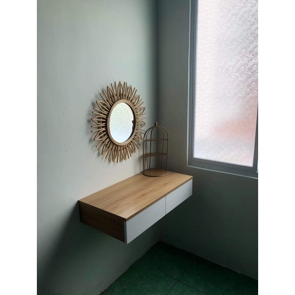 Bàn trang điểm treo tường Gỗ MDF phủ Melamine 2 mặt, 2 ngăn Hoàng Huy Decor