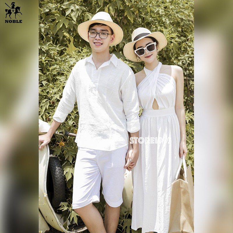 [Freeship] Set đồ đôi couple sơ mi nam, đầm nữ thời trang cao cấp Noble cao cấp TN159 (Ảnh thật)