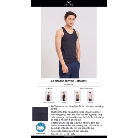 Áo tank-top nam Aristino ATT003S9 185K sale còn #99k