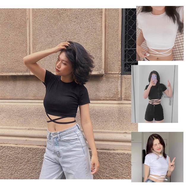 ÁO CROPTOP BOZIP TRẮNG/ĐEN