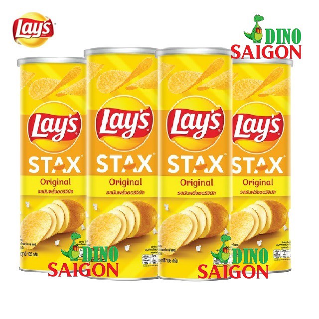 Bộ 4 Hộp Bánh Snack Khoai Tây Lay's Stax Thái Lan 105g Vị Tự Nhiên