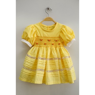 ĐẦM SMOCK VÀNG MIX REN