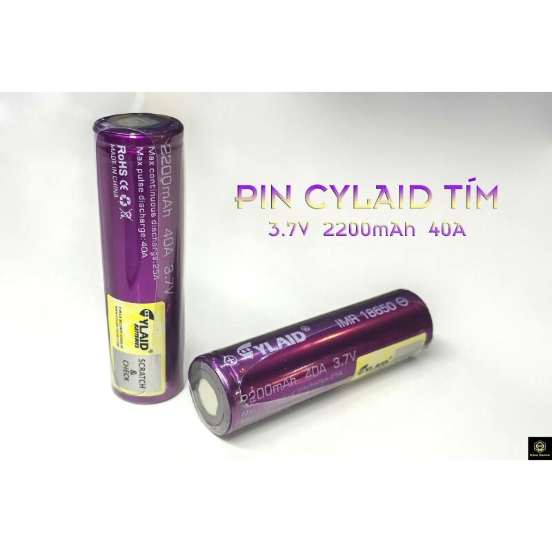 💖 Pin Cylaid 💖 1 Hộp 2 cục Pin sạc AAA Cylaid Tím 18650 18350 💖 Chính hãnh 💖