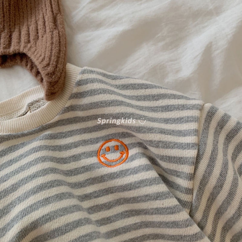 Áo Sweater kẻ sọc dáng rộng thời trang dành cho bé gái