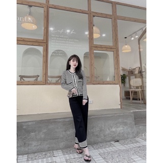 Set len Caro quần suông
