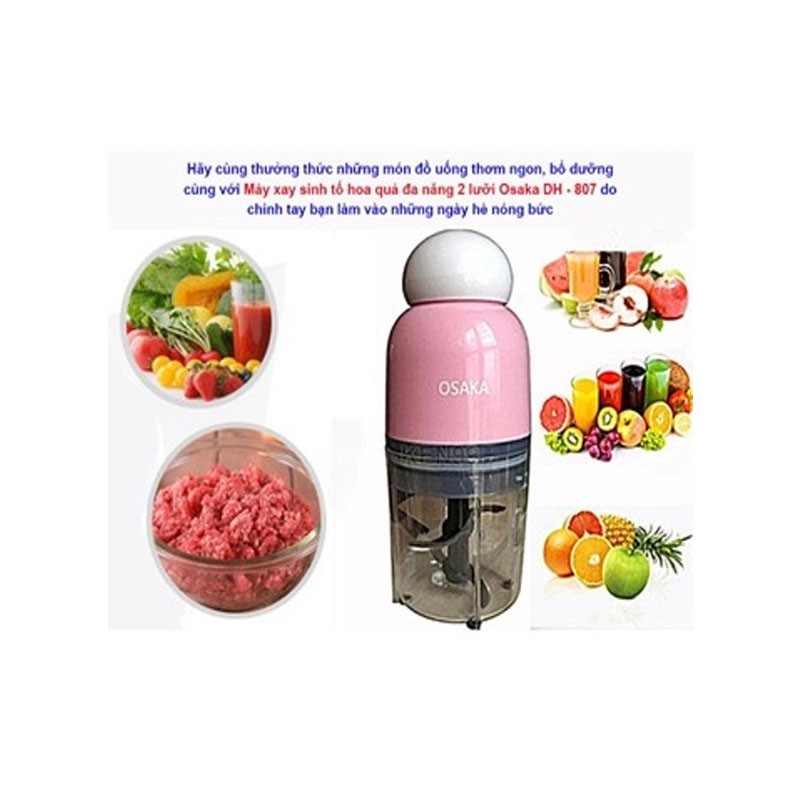 Máy xay sinh tố, hoa quả, thịt, xay đá 2 lưỡi OSAKA DH-807 ( nắp tròn)