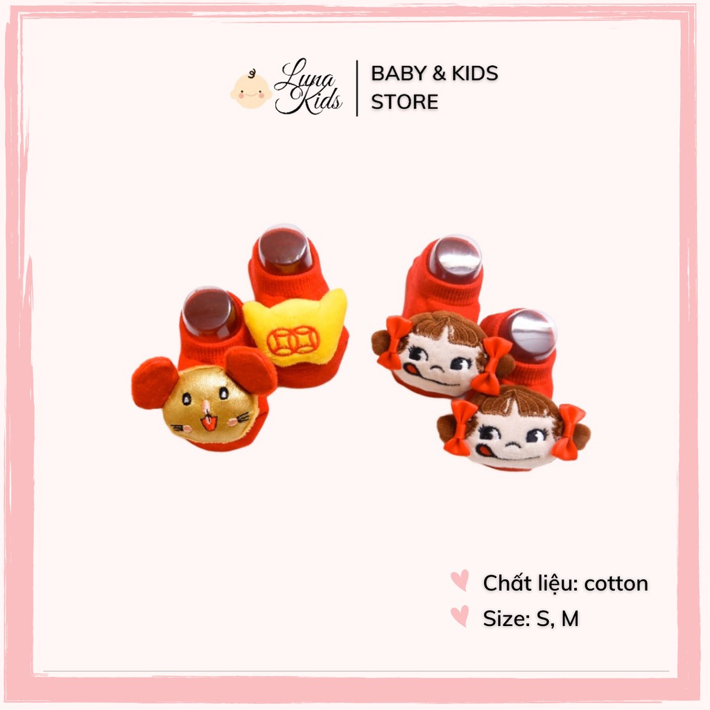 Tất vớ màu đỏ cho bé yêu, bé trai, bé gái, trẻ sơ sinh - LunaKids [Ảnh thật]