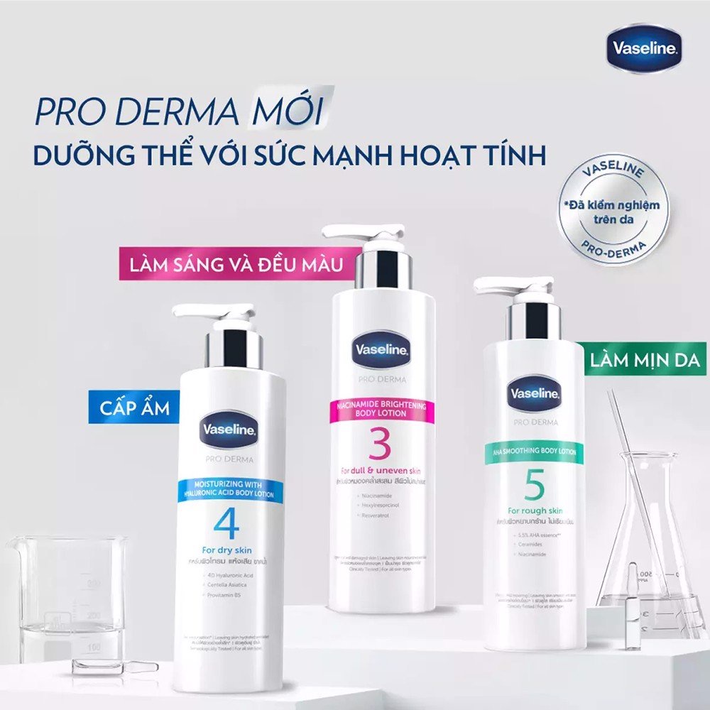 Sữa Dưỡng Thể Cấp Ẩm, Dưỡng Da Sáng Mịn Vaseline Pro Derma 250ml