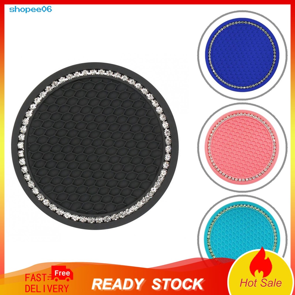 Tấm lót cốc nước đính đá chịu nhiệt an toàn cho xe hơi