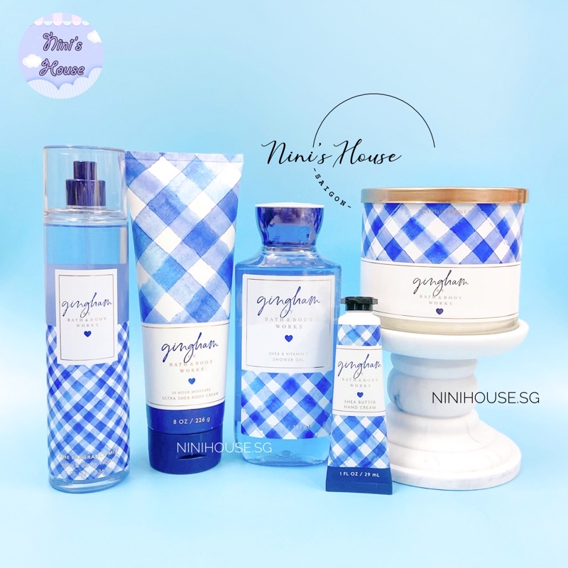 [Hàng Mỹ] Xịt thơm, dưỡng thể, gel tắm Bath and Body Works mùi Gingham 236ml