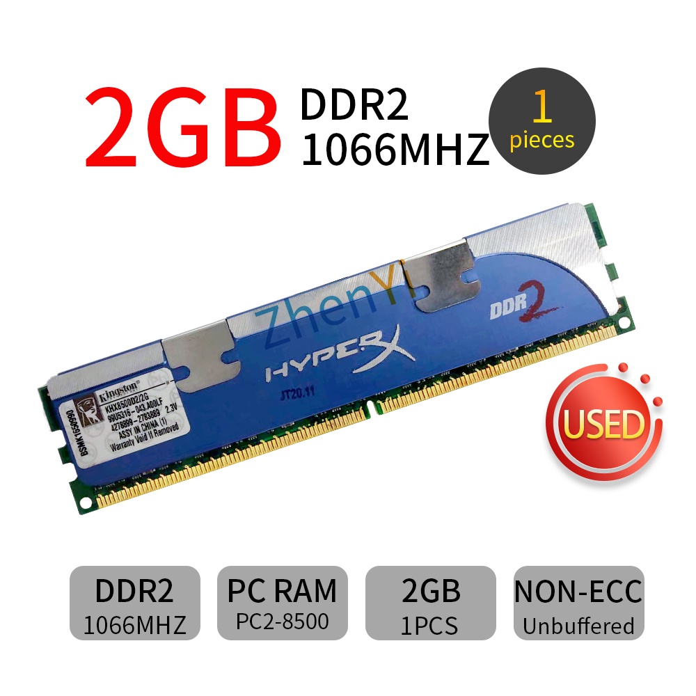 Thẻ Nhớ RAM 2GB DDR2 1066MHz KHX8500D2 / 2G DIMM RAM Cho Máy Tính Kingston HyperX