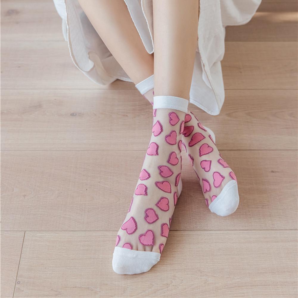 AROMA Tất Lưới Xuyên Thấu Phối Hình Trái Tim Thời Trang Cho Nữ