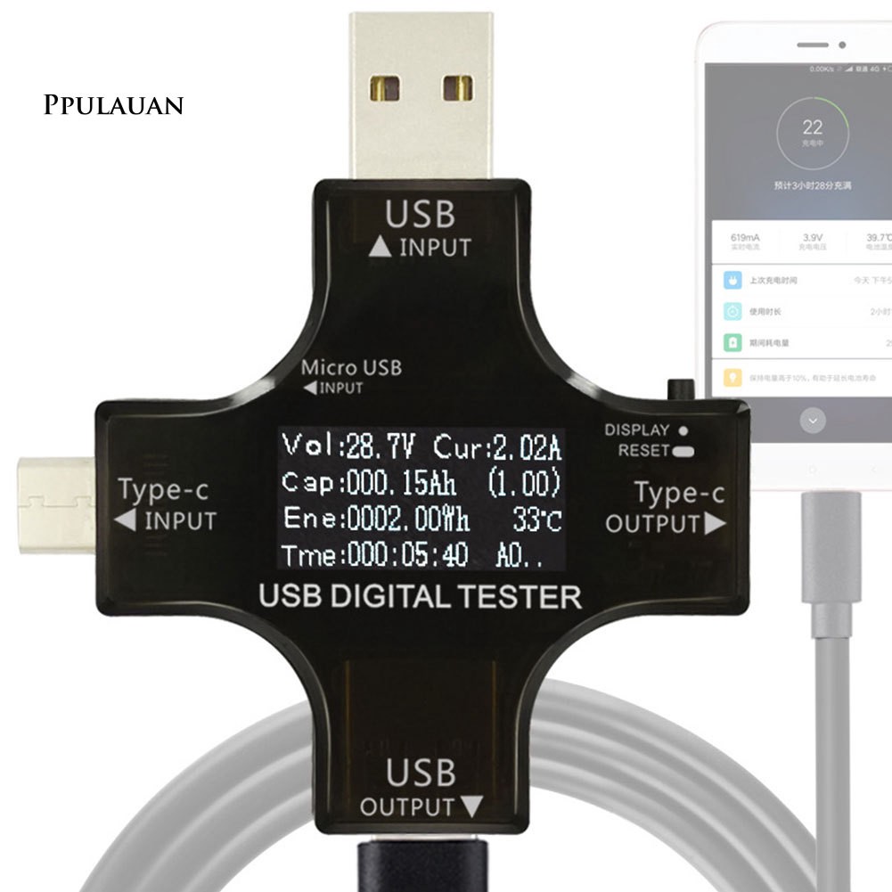 PPLA Type-C PD USB Tester Digital Voltmeter Ammeter Voltage Current Meter Detector