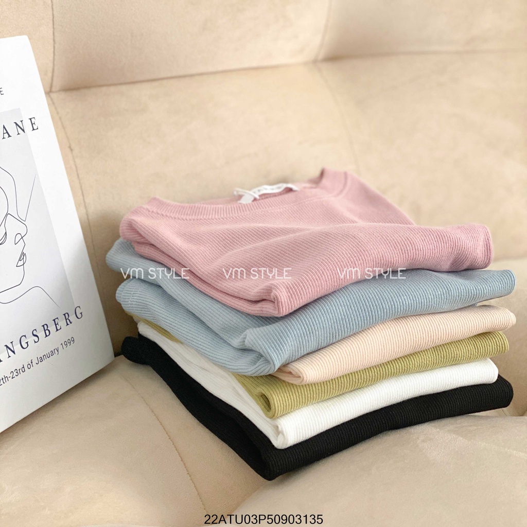 Áo thun xanh lá VMSTYLE trơn tăm tay ngắn cổ tròn nhiều màu-41902B-41901B- 22ATU05IA0901