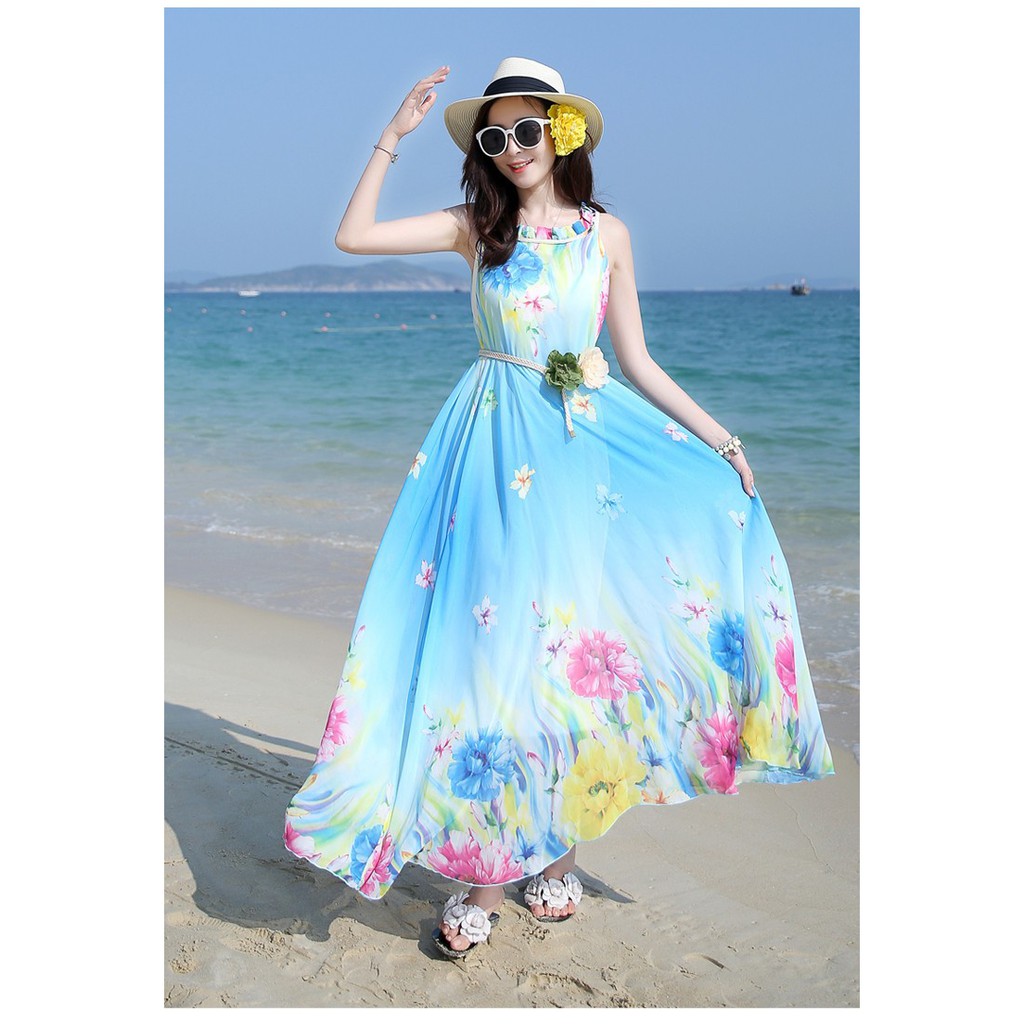 Đầm Maxi Lụa Sắc Màu Sang Trọng