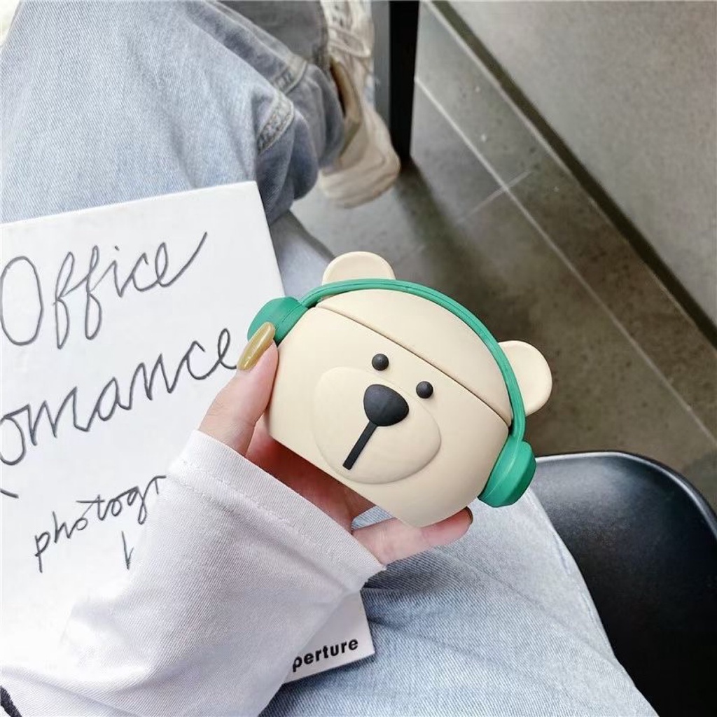 Vỏ Bảo Vệ Hộp Sạc Tai Nghe Airpods 1 2 3 pro 2 pro2 I13 pro Inpods 3 13 12 I12 I11 I9S I23 Airpods3 Bằng Silicon Mềm Hình Gấu 3D
