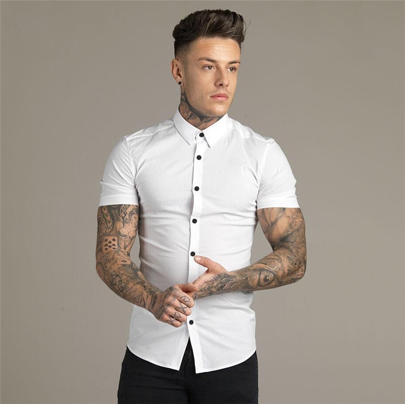 Brand New Spring Summer Mens Sports Short Cool Casual Fashion Breathable Fitness Clothing Turn-down Collar Short Sleeve Shirts
