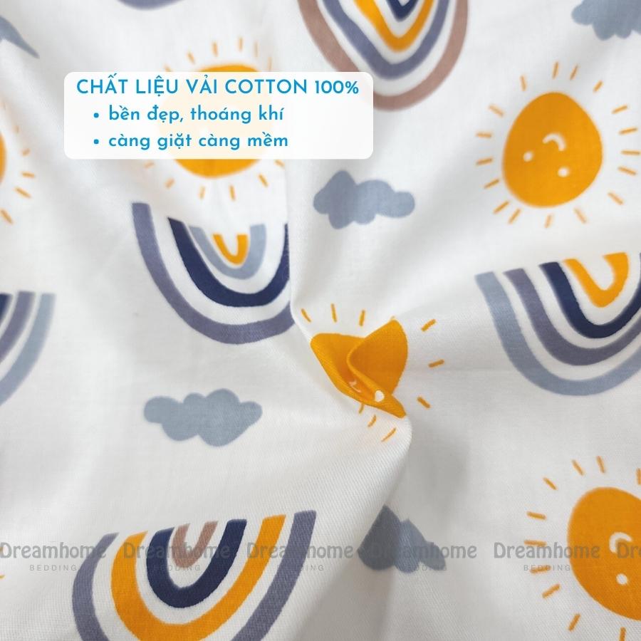 Chăn hè cho bé cotton 100% DREAMHOME lót bông tấm mỏng mát 1m2x1m5, cho trẻ em từ 2 tuổi dùng mùa hè thu, mang đi học