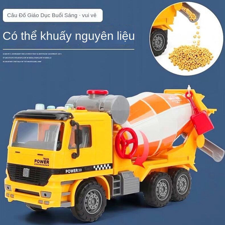 QGiáo dục trẻ em xe trộn tải đồ chơi kỹ thuật cậu bé mô phỏng xi măng hình bồn