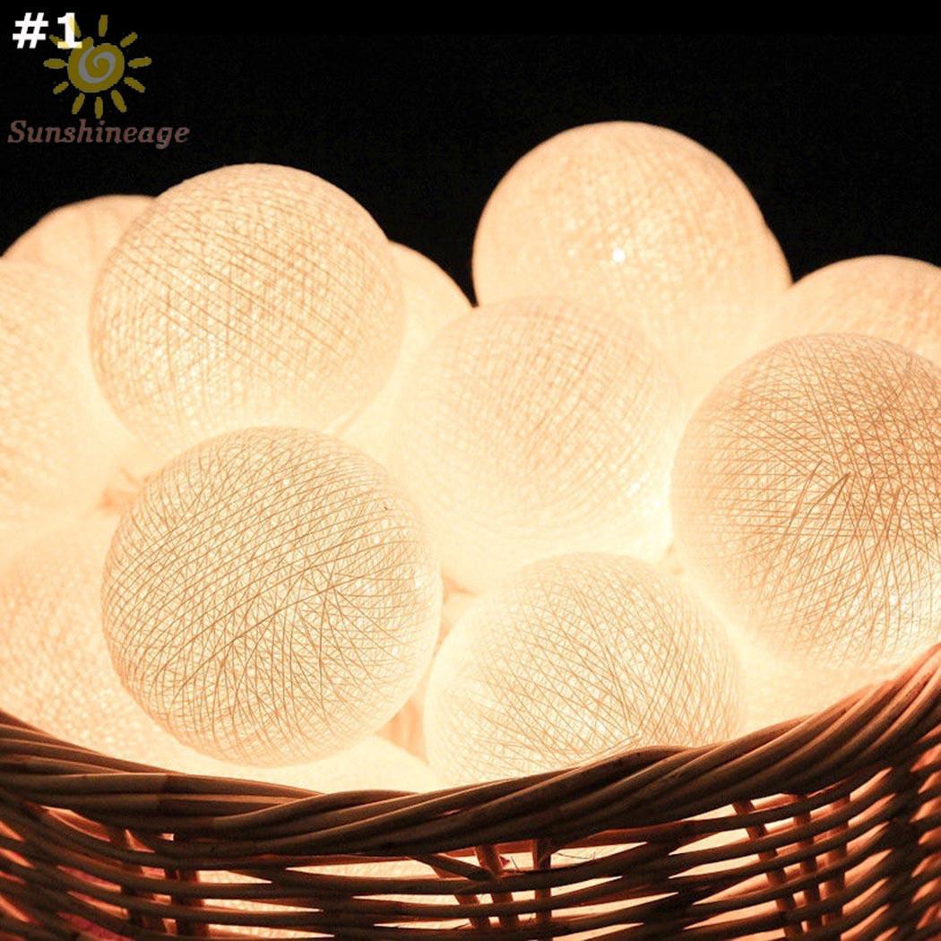 Dây Đèn Led 10 Bóng Hình Quả Cầu Cotton Trang Trí Phòng Ngủ / Tiệc Cưới