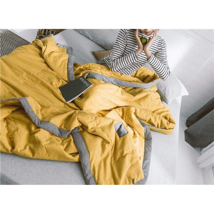 Chăn đũi muji hè thu kẻ caro, chăn zara 20 mẫu mới nhập khẩu Kèm Túi Zip