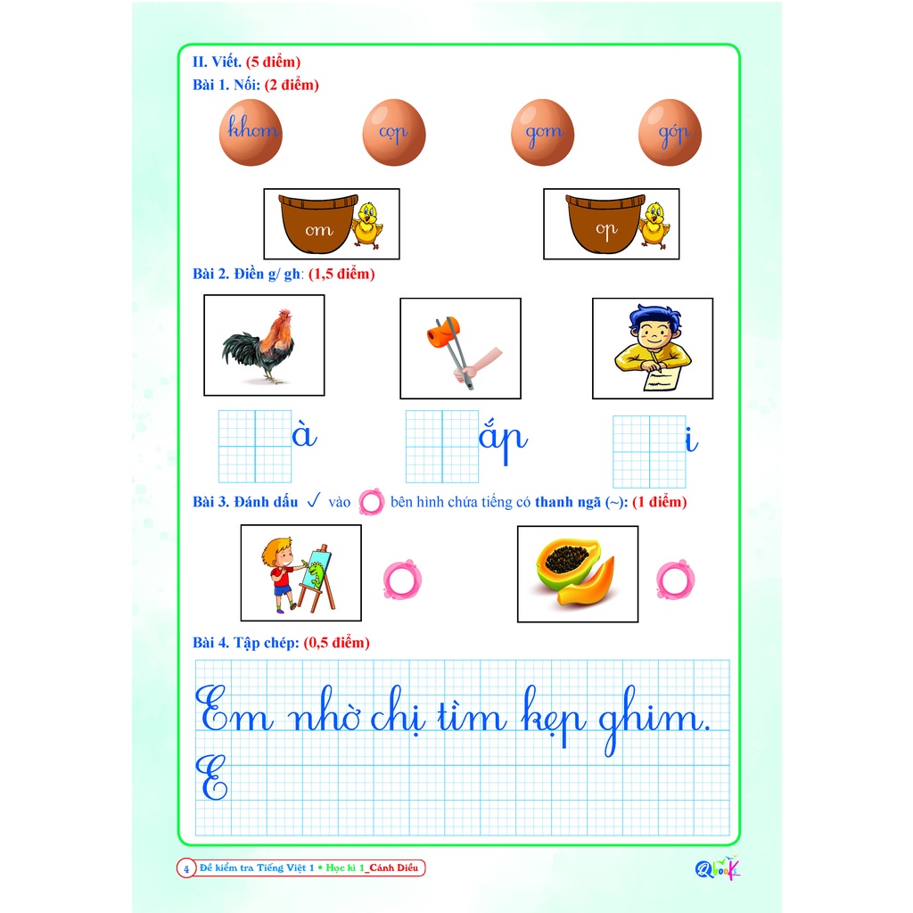 Sách Đề Kiểm Tra Tiếng Việt 1 Hoc Kì 1 - Cánh Diều