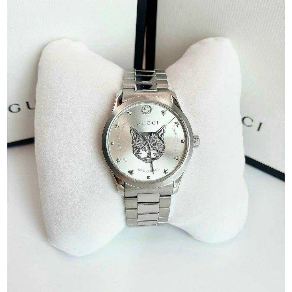 Đồng Hồ Dây Thép Gu.c.c.i Bản Unisex Cho Cả Nam Và Nữ,Size:38mm Full Box Hãng,Phiên Bản Sang Trọng