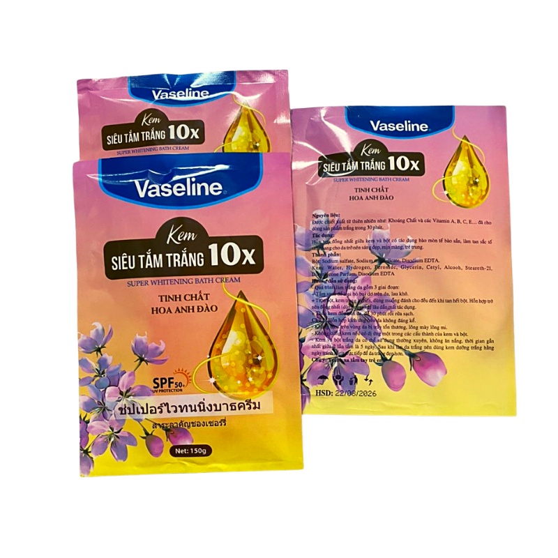 gói tắm trắng vaseline tắm nhanh bật tone trắng sau 20p