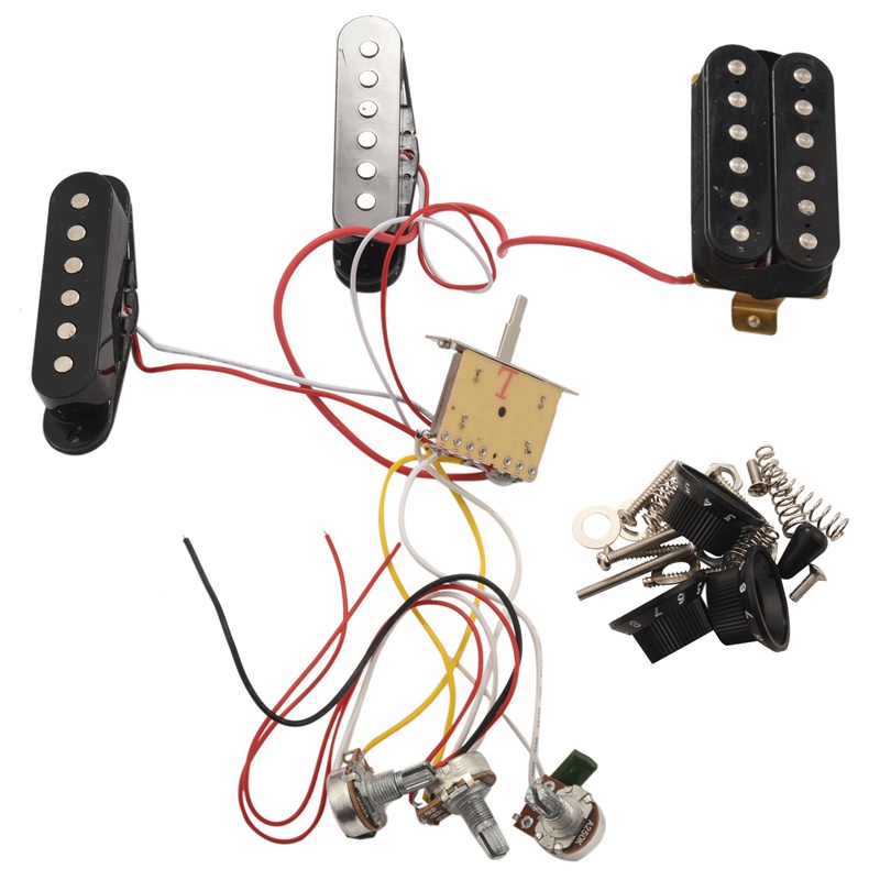 Bộ Pickup 5 Chiều 2T1V Màu Đen Có Công Tắc Điều Khiển SSH Cho Đàn Guitar Điện