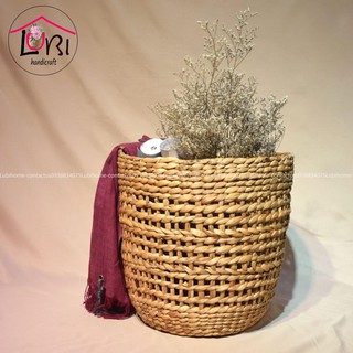 [Lubi Home] - Giỏ đựng đồ lục bình hình tròn đan hở - đẹp, mộc mạc